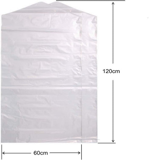 Pack of 50 Garment Bag Transparent Clothing Dust Cover for Dustproof Hanging Clothes, Suit Dress Jacket Cover for
