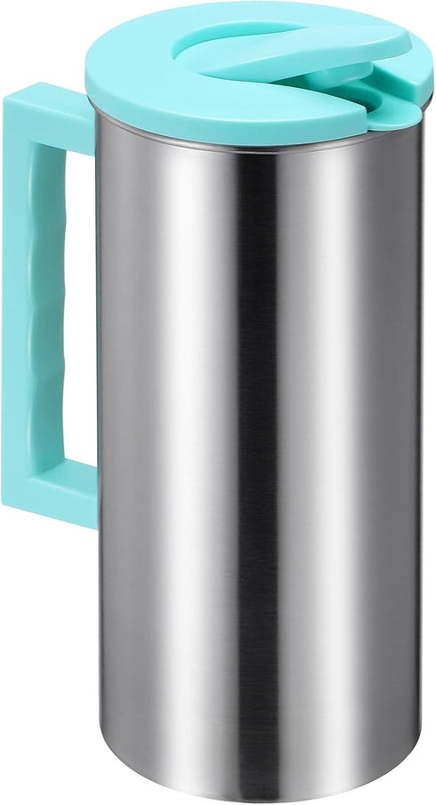 Cabilock Stainless Steel Iced Tea Pitcher, Beverage Carafe with Lid for Hot Cold Water, Fridge Use