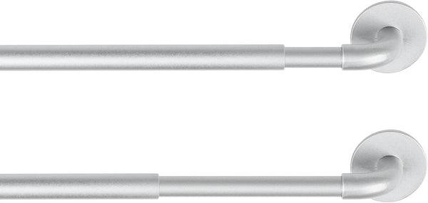 KXLife 2 Pack Adjustable Sticky Self Adhesive Curtain Rod, 3/8 Inch for Metal Wood Doors, Nickel
