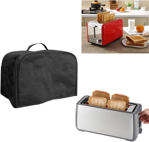 Large Dust-proof & Oil Proof Toaster Cover with Pockets, Fits Most Large Toasters (Black, 16' x 7.5' x 8')