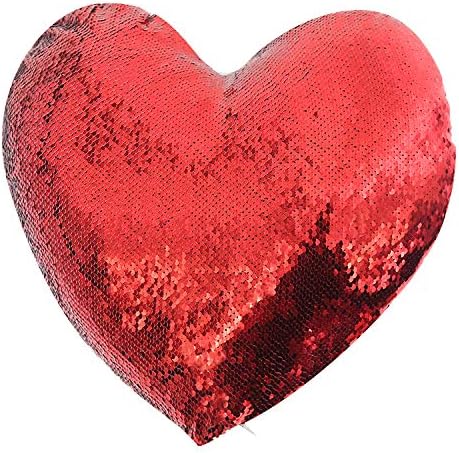 4 Pack Sublimation Blank Pillow Case Covers, Heart 18inx14in Reversible Sequin Magic Swipe Cushion Covers
