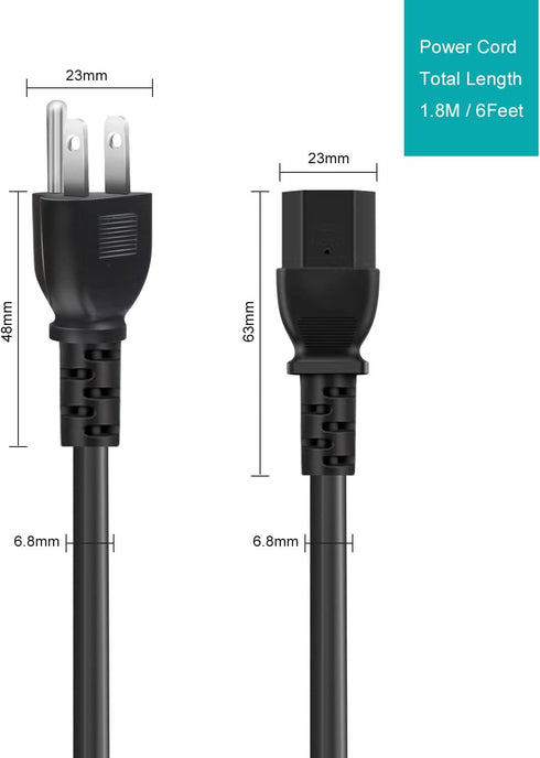 3 Prong Power Cord for Instant Pot, Electric Pressure Cooker, Rice Cooker, Smart Power Cooker, 6 Feet Replacement Cable