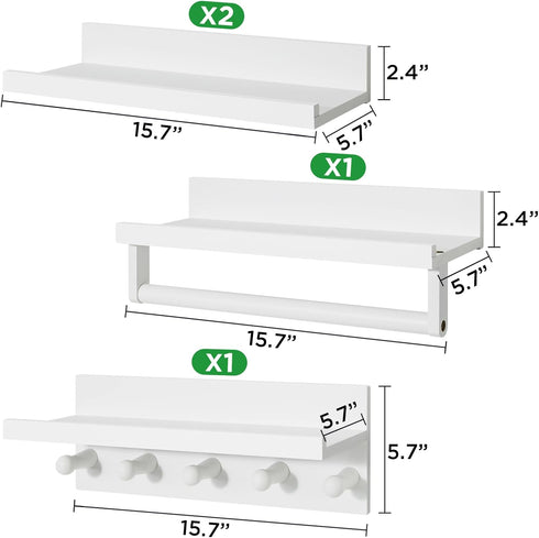 Set Ollieroo of Four Floating Book Shelves for Wall, Nursery Book Shelf for Kids Room, Bamboo Wood Hanging Bookshelf