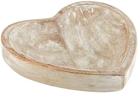 47th & Main Carved Heart-Shaped Wooden Bowl, Small, White by 47th & Main