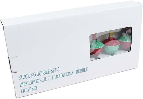 Novelty Lights Traditional Bubble Light Set, 6 Feet, 7 Bulbs Red/Yellow Liquid with Multicolor Bases