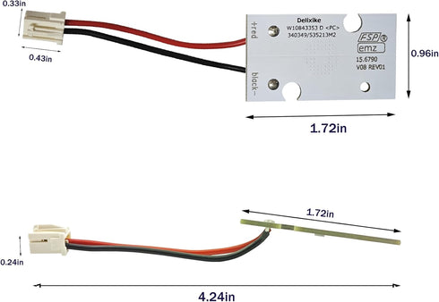 W10695459 for Whirlpool Refrigerator LED Light Board Module Replacement Parts for Fridge Freezer W10843353 W11205083