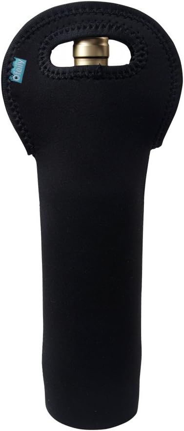 OFEILY Durable Neoprene Wine Carrier - Single Bottle Tote Bag for Wine, Beer, or Drinks - Black