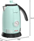 Nostalgia Retro Electric Tea and Water Kettle, 1.7 Liters, Stainless Steel, Auto-Shut Off, Aqua