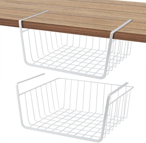 Under Shelf Basket, Metal Hanging Storage Bin for Kitchen Pantry, Slides Under Shelves for Space Saving Storage
