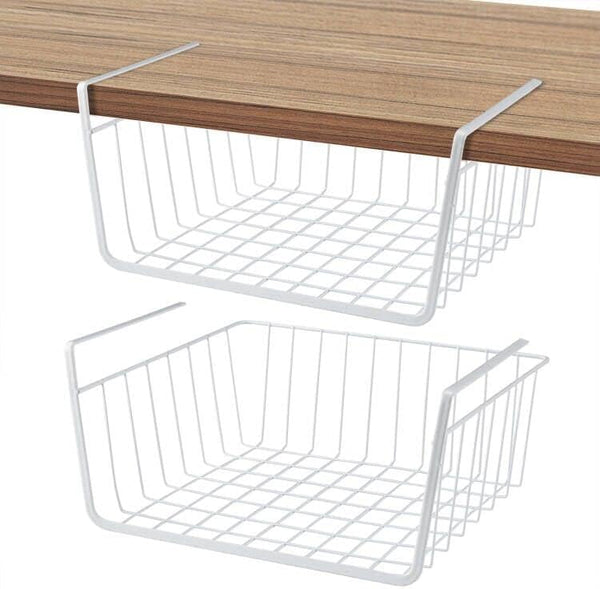 Under Shelf Basket, Metal Hanging Storage Bin for Kitchen Pantry, Slides Under Shelves for Space Saving Storage