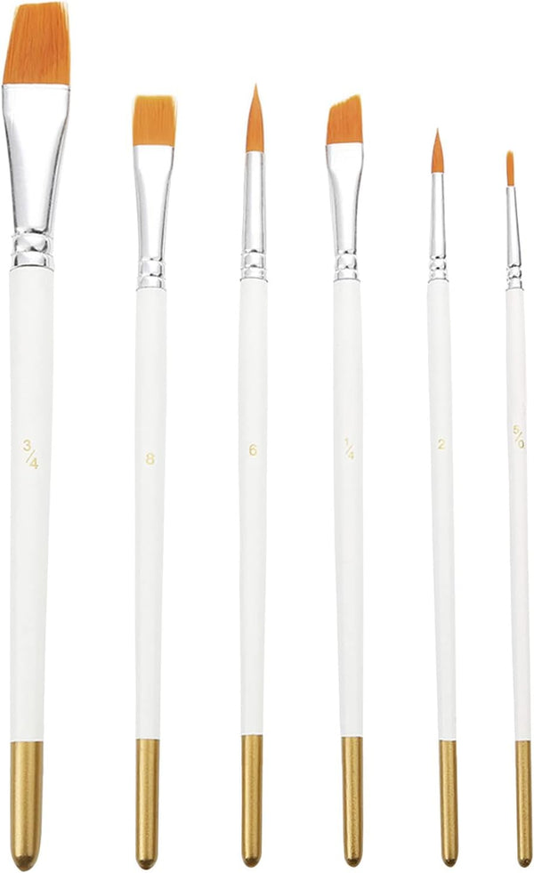 E-Kongton Cake Painting Brushes Set, Food Safe Fondant Sugar DIY Tools, 6PCS Soft Synthetic Brush for Easy Use &