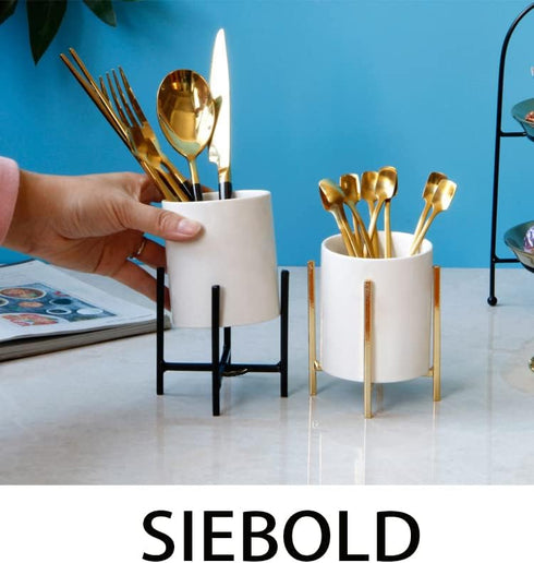 SIEBOLD Kitchen Utensil Holder, Silverware Organizer with Metal Frame, Perfect for Home, Countertop, Party, and Outdoor