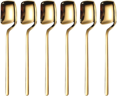 IQCWOOD Coffee Spoons, 5.6 Inches Demitasse Espresso Stainless Steel Small Spoon, Set of 6 Gold Teaspoons