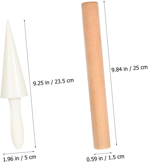 PRETYZOOM 2pcs Ice Cream Waffle Cone Roller Set, Krumkake Pastry Making Tool for DIY Omelets