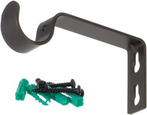 Ivilon Fixed Brackets for Curtain Rods - Set of 2 for 7/8 or 1 Inch Rods - Antique Black