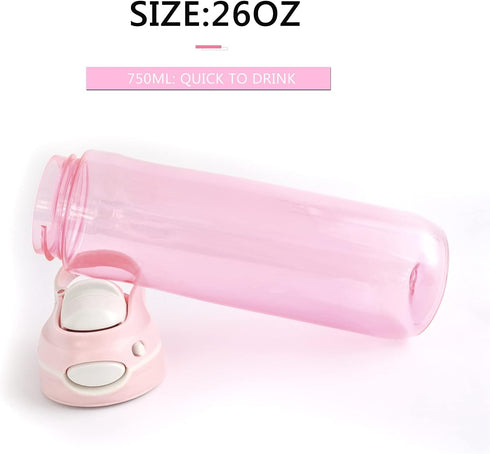 DEARART 2-Pack 26oz Water Bottles - Pink and Sky Blue, AUTOSEAL Wide Mouth, BPA Free, Leakproof, Easy Clean