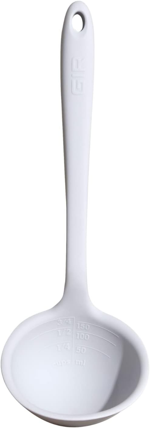 GIR: Get It Right Silicone Soup Ladle - Gray 3/4 Cup, Heat Resistant Up to 425°F, Precision Pour Edge, Dishwasher Safe