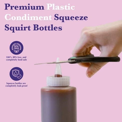 6-Pack 16 oz Bellemain Condiment Squeeze Bottles for Sauces - Includes Funnel, Erasable Marker & Reusable Labels