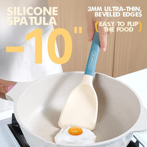 Silicone Mini Spatula with Stainless Steel Inner Core, Flexible Beveled Turner, Heat Resistant Cooking Utensils