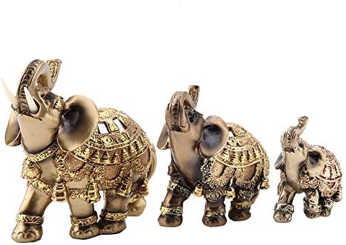 Feng Shui Elephant Statue, Golden Collectible Wealth Lucky Figurine for Home Office Decoration Gift (Large)