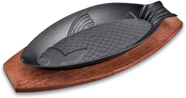 Cast Iron Steak Plate Sizzle Platter, Square Pan, Skillets, Bakeware for Roti (Fish Shape)