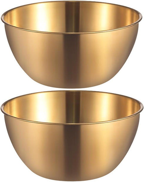 Stainless Steel Salad Bowls Set of 2 Mixing Bowls with Measurement Markings, 3.17 Quart Gold Serving Bowls