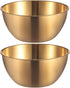 Stainless Steel Salad Bowls Set of 2 Mixing Bowls with Measurement Markings, 3.17 Quart Gold Serving Bowls