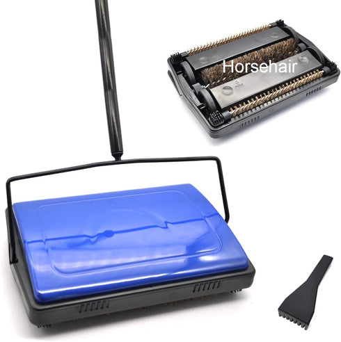 Quiet Carpet Sweeper, EZ SPARES Floor Sweeper with Horsehair Roller Brush Strong, Suitable for Carpet Cleaning Power,