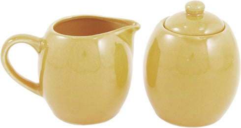 Sahara Sand Ceramic Creamer and Sugar Service Set with Lid