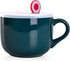 WHJY Simple Ceramic Soup Mugs with Lid, 22 oz Soup Cups with Handle, Microwave Oatmeal Bowl for Milk, Tea, Coffee, Dark