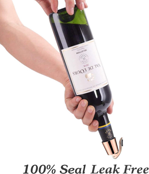 Wine Stoppers Set of 2 - Premium Stainless Steel Bottle Stopper with Silicone Seal, Reusable Beverage Preserver
