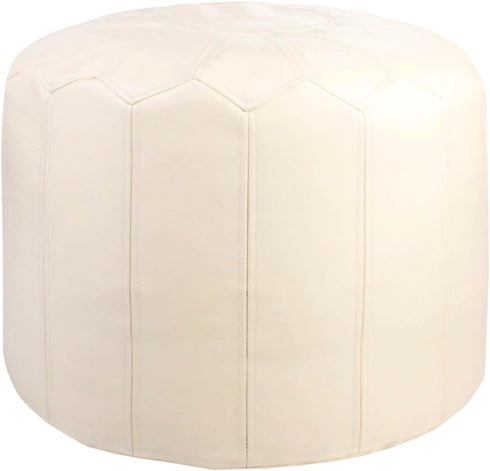 Round Faux Leather Ottoman Chic Footstool Ottoman with Style, Storage Solution for