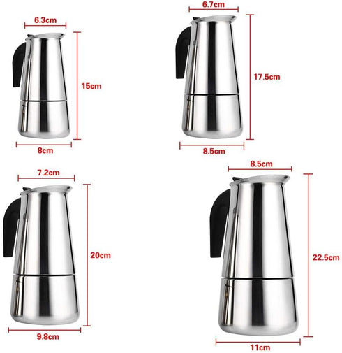 Asixx Stainless Steel Coffee Maker, Perfect for Home or Office, 4 Sizes (450ml)