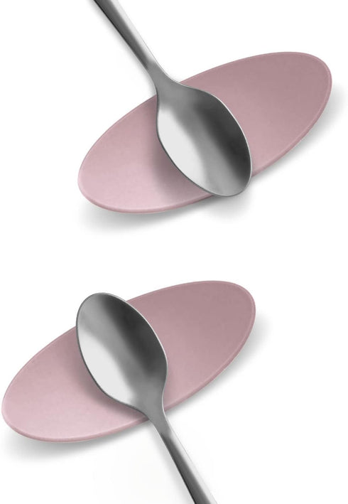 Carrotez Small Silicone Coffee Spoon Rest 2 pcs, Flexible Almond-Shaped Spoon Holder for Kitchen Utensil Rest