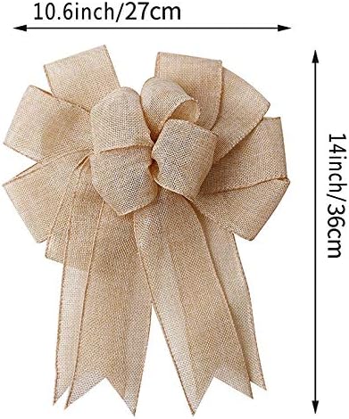 Large Rustic Jute Bows, Holiday Ornaments Burlap Wreaths Bows for Door Ornaments and Window Hanging