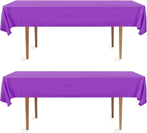 DecorRack 2 Rectangular Tablecloths - BPA-Free Plastic 54 x 108 inch Dining Table Cover for Parties, Purple (2 Pack)