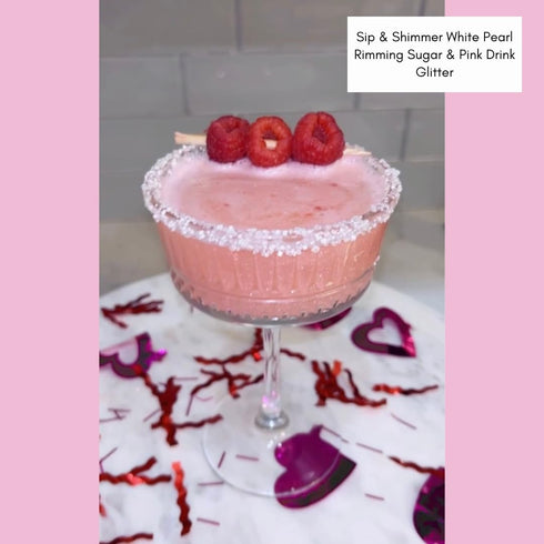 Shimmer Rimming 4oz (113g) Sip & White Pearl Glass Sugar Beverage Garnish For Fun Festive Cocktails & Mocktails In A