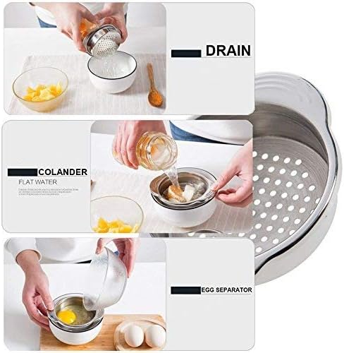 Stainless Steel Food Strainer Sieve Tuna Press Lid Oil Drainer Remover, Unique No-Mess Design