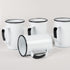 20 Oz Enameled Steel Mug Set of 6, Durable Indoor/Outdoor Use, Reusable & Stackable, Speckled White