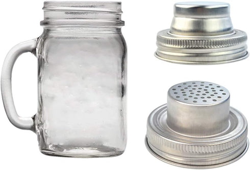 obmwang 4 Pack Stainless Steel Mason Jar Shaker Lids for Cocktail, Dredge Flour, Mix Spices, Fits Regular Mouth