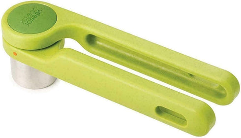 Joseph Joseph Helix Garlic Press Mincer - Ergonomic Twist-Action Hand Juicer - Stainless Steel, Green