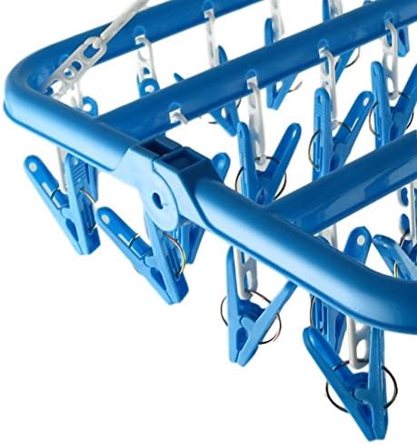 Clip and Drip Hanger Clothes Hanger Drying Rack, 32 Clips, Blue