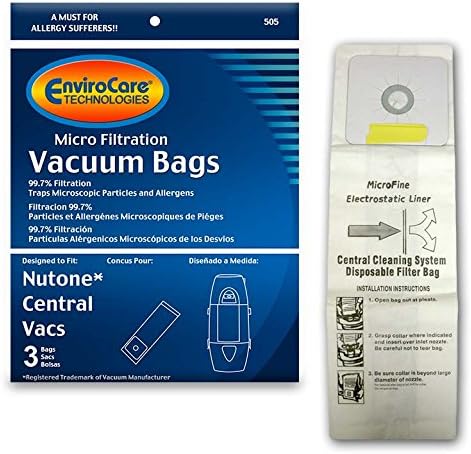 EnviroCare 3 Pack Replacement Micro Filtration Dust Bags for Nutone Central Vacuums