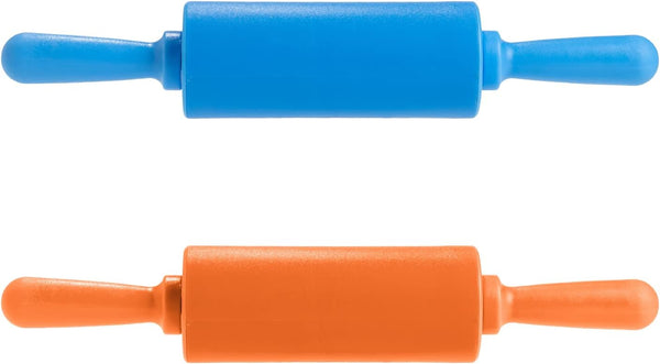 NUOMI Kids Rolling Pins for Baking Playdough, 2 Pack Non-Stick Silicone Small Rolling Pins, Random Colors