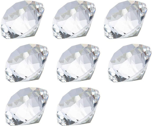 LONGWIN 30mm Crystal Diamond Themed Dinner Party Table Decoration, Pack of 8, Clear