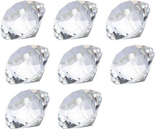 LONGWIN 30mm Crystal Diamond Themed Dinner Party Table Decoration, Pack of 8, Clear