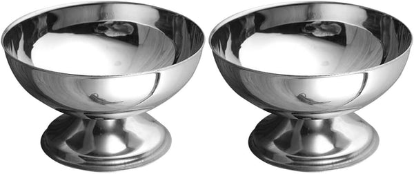 DOITOOL 2PCS Stainless Steel Ice Cream Bowls Set, Footed Dessert Cups for Sundae, Ice Cream, Snack