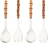 Serving Spoon and Fork Set, 304 Stainless Steel Utensils with Natural Bamboo Handle, 10" Long