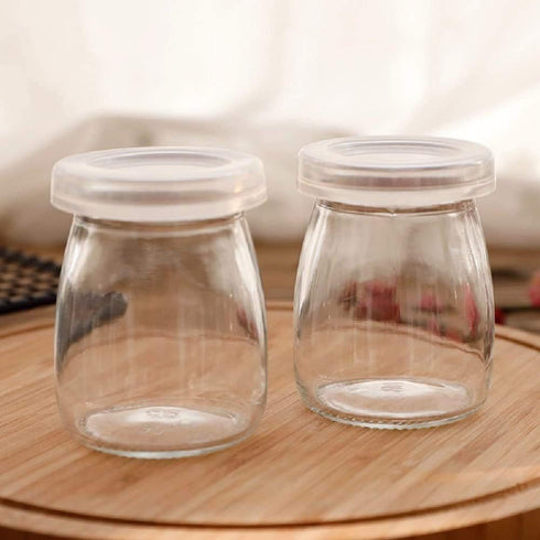 Dailydanny 6 (7 oz (200ml)) Pcs Yogurt Pudding Jars Bottles With Plastic Lids Ideal for Jam, Honey, Wedding Favors