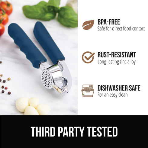 Set, GORILLA GRIP Garlic Press and Peel Heavy Duty Mincer Tool, Large Ergonomic Handle, Easily Mince and Crush Garlics
